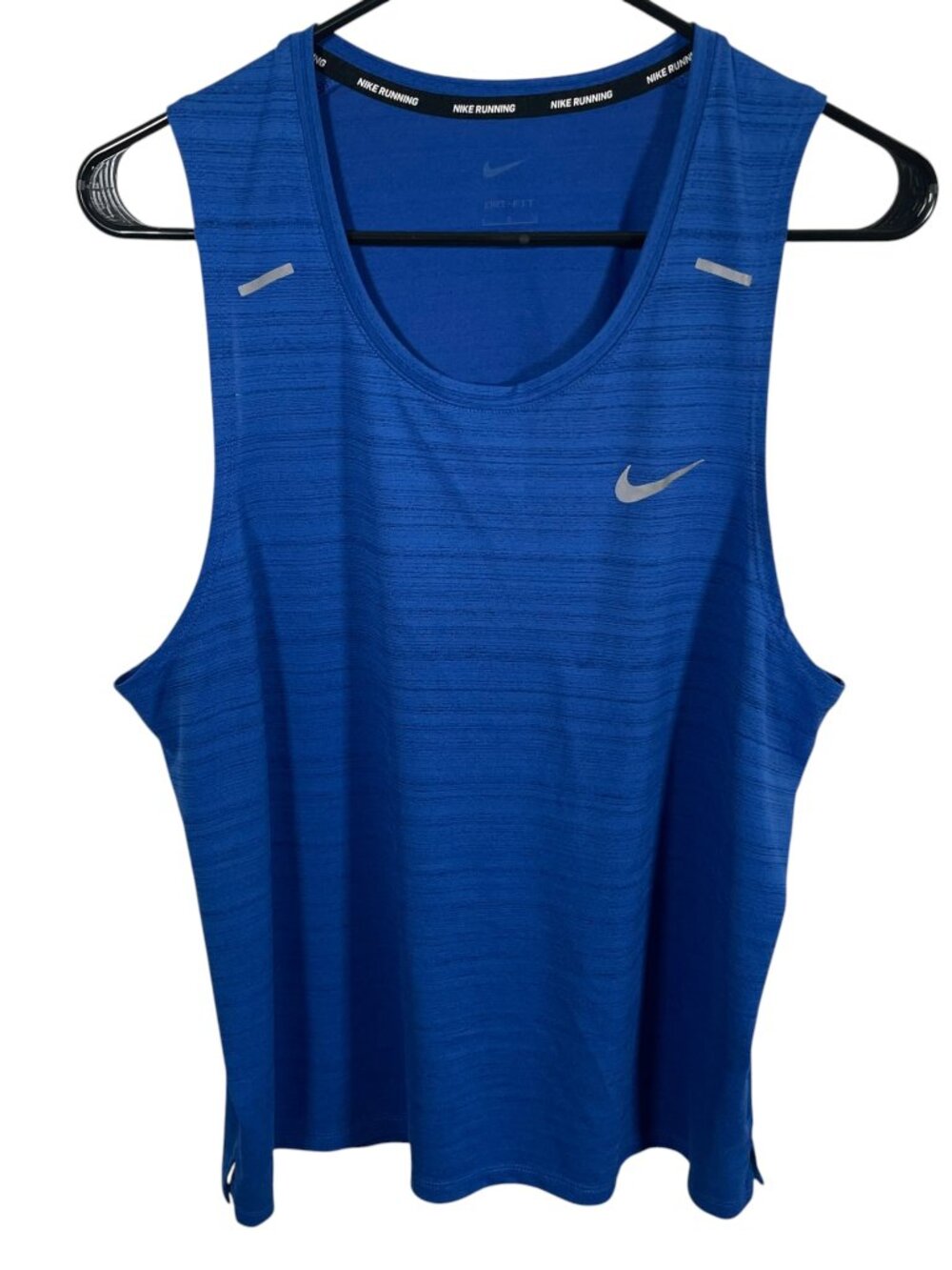 Nike Running Miler Singlet Mens Large Blue Reflector Tank Top Breathable Dri-Fit